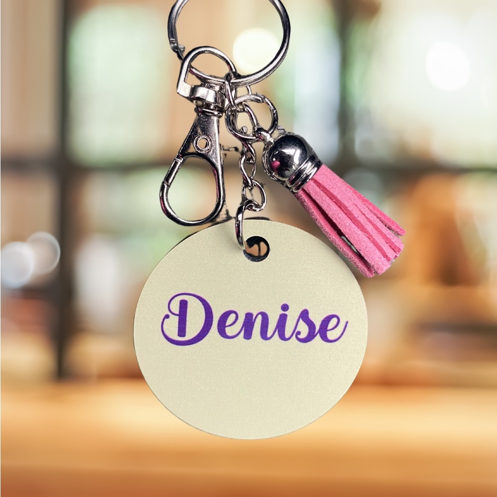 Custom Keychain with Pink Tassel